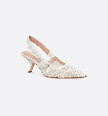 "CD" Kitten Heels White Lace